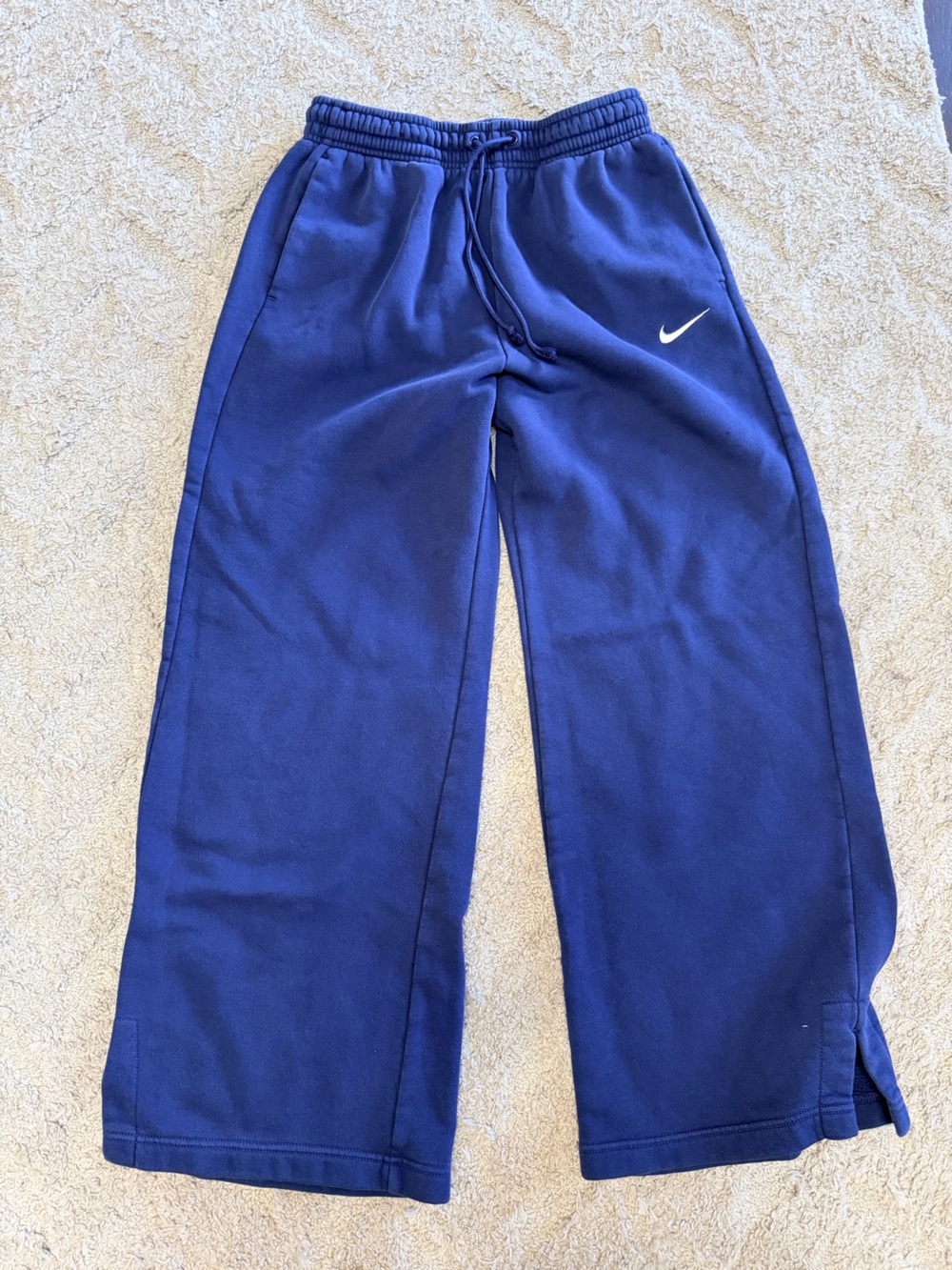 Nike Phoenix Navy Blue Sweatpants with White Swoosh